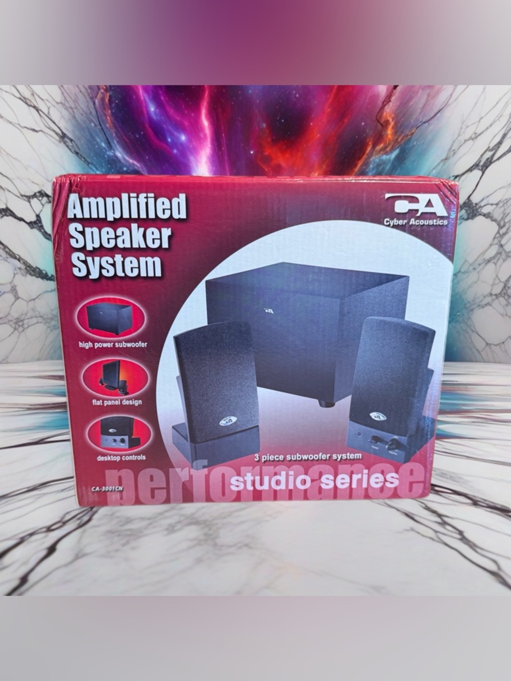BRAND NEW Cyber Acoustics Amplified Speaker System 3 Piece Subwoofer 2.1 CA-3001